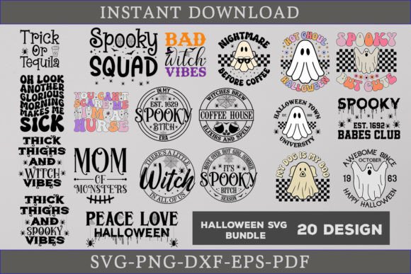 Halloween Spooky Ghost Witch SVG Bundle for Crafts