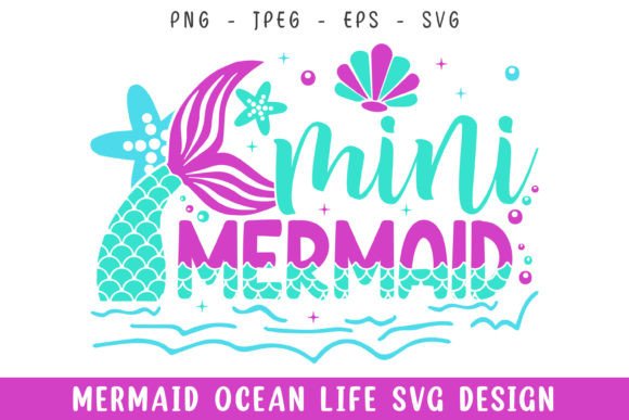 Mini Mermaid Ocean Life Design Svg for Crafts and Graphics