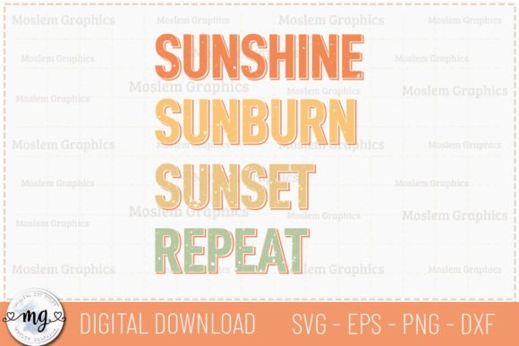 Retro Summer Vibes: Sunshine Sunburn Sunset SVG for Crafts and Graphics
